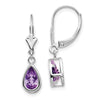 Pear Gemstone Bezel Leverback Earrings