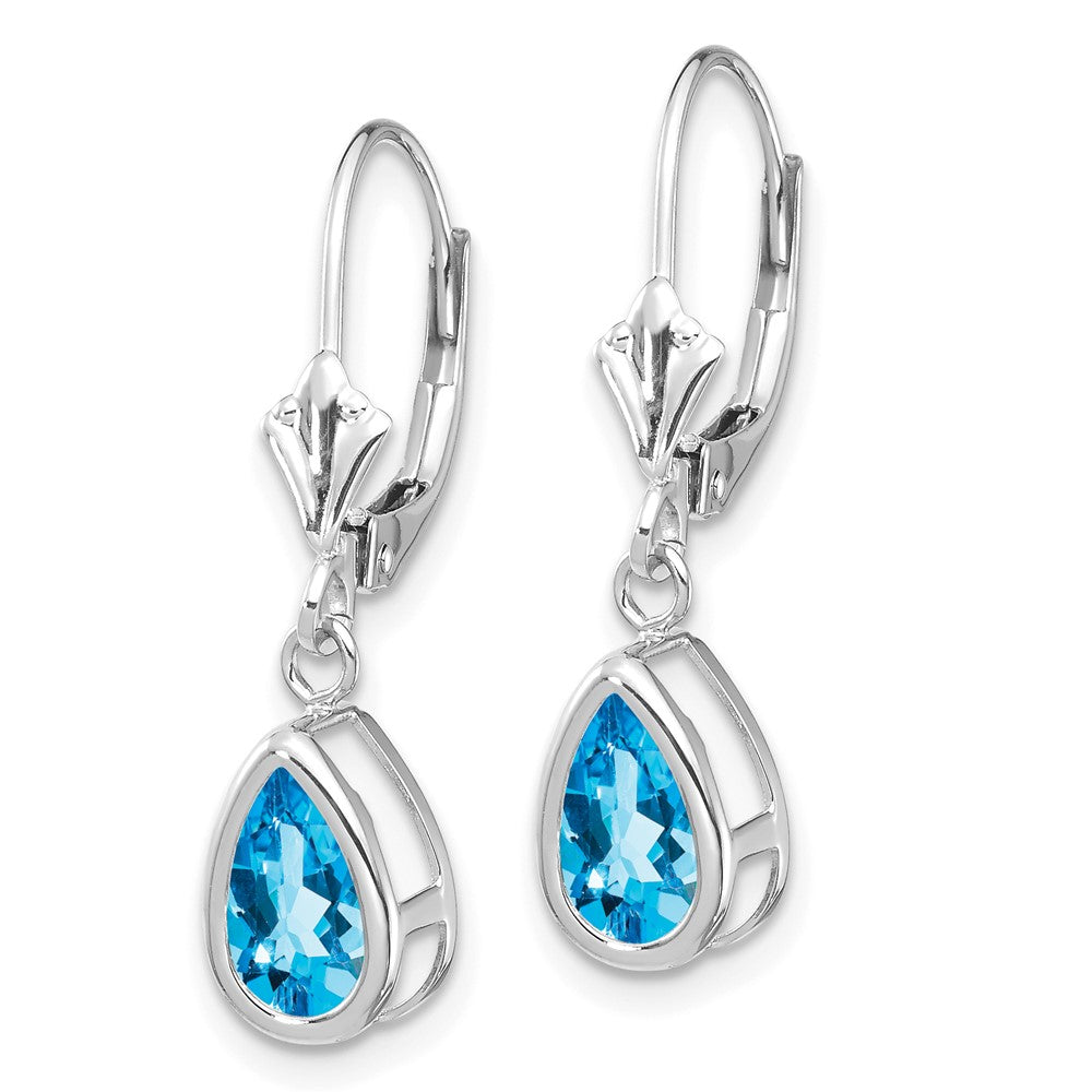 Pear Gemstone Bezel Leverback Earrings