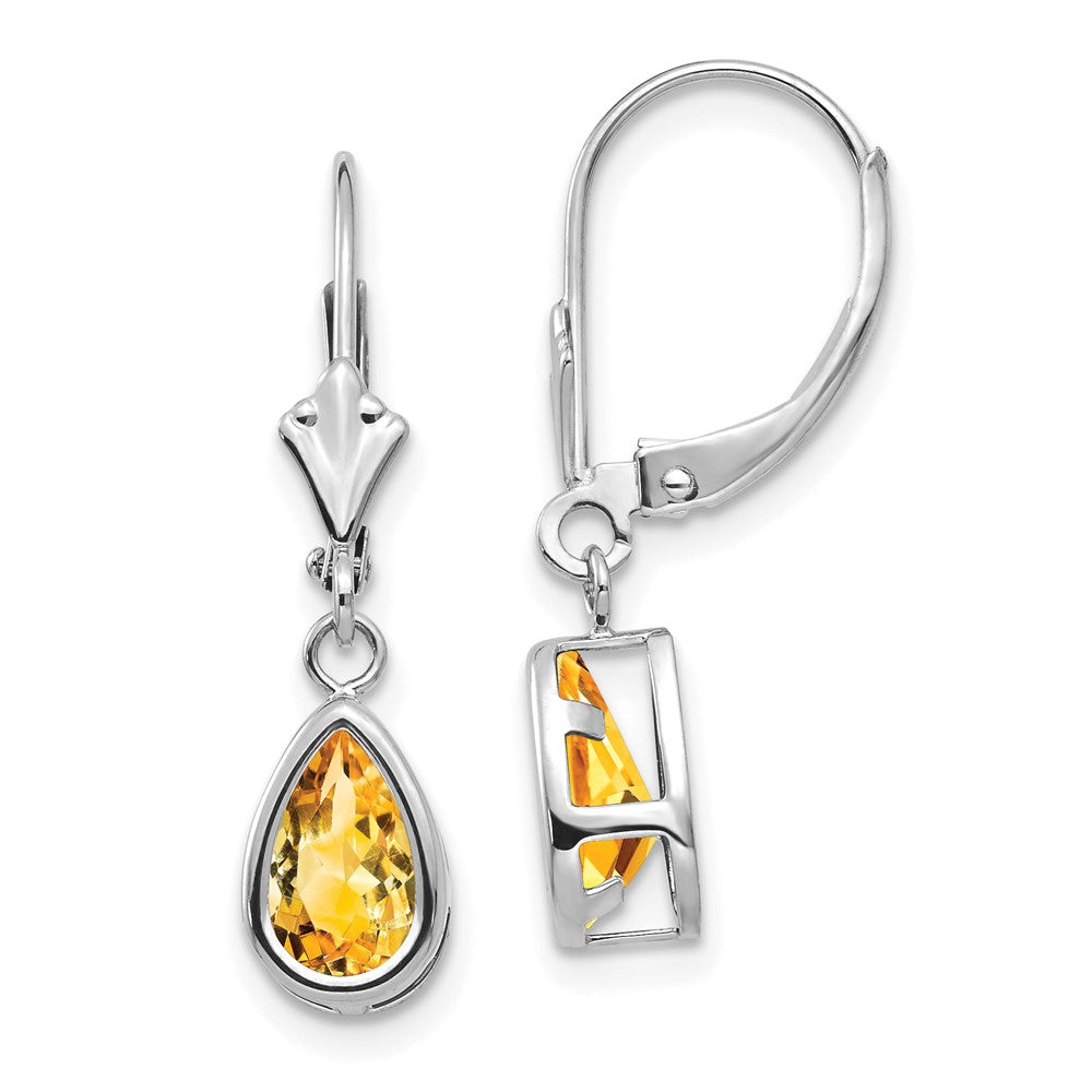 Pear Gemstone Bezel Leverback Earrings