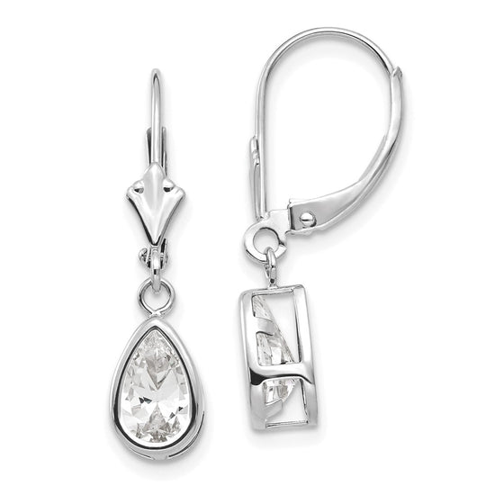 Pear Gemstone Bezel Leverback Earrings