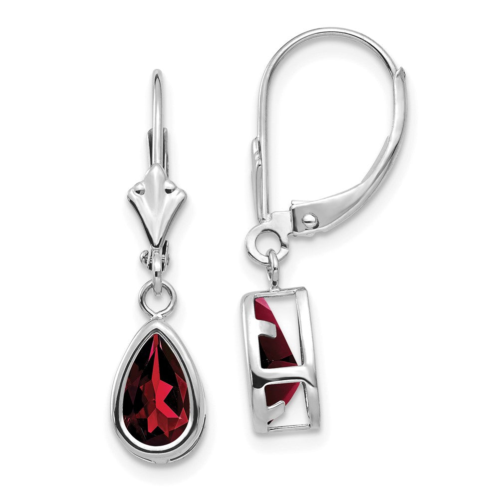Pear Gemstone Bezel Leverback Earrings