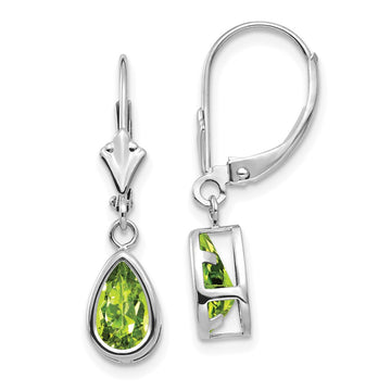 Pear Gemstone Bezel Leverback Earrings
