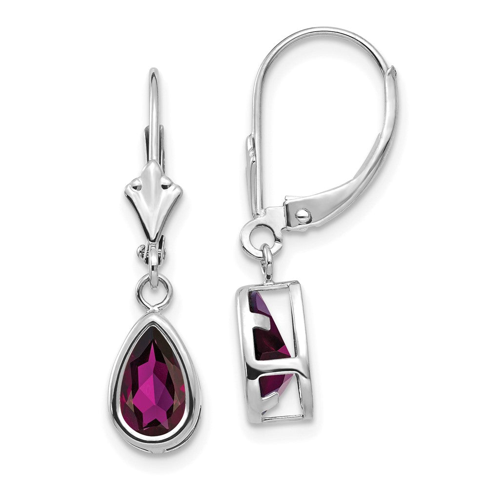 Pear Gemstone Bezel Leverback Earrings