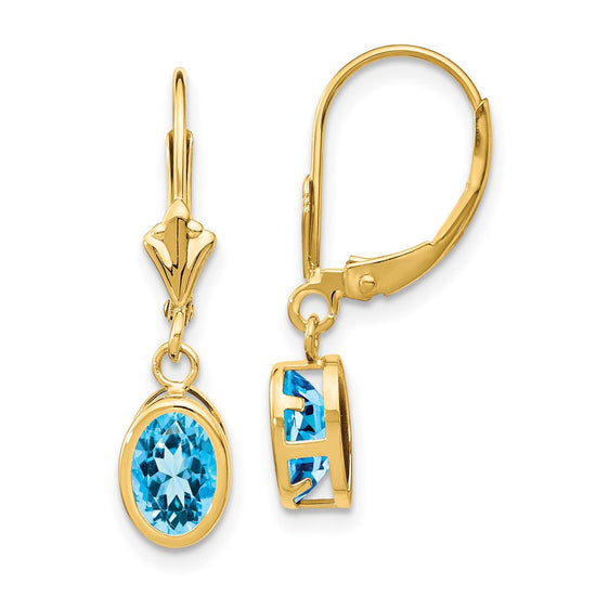 Oval Gemstone Bezel Leverback Earrings