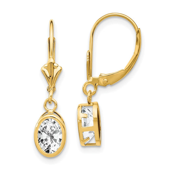Oval Gemstone Bezel Leverback Earrings