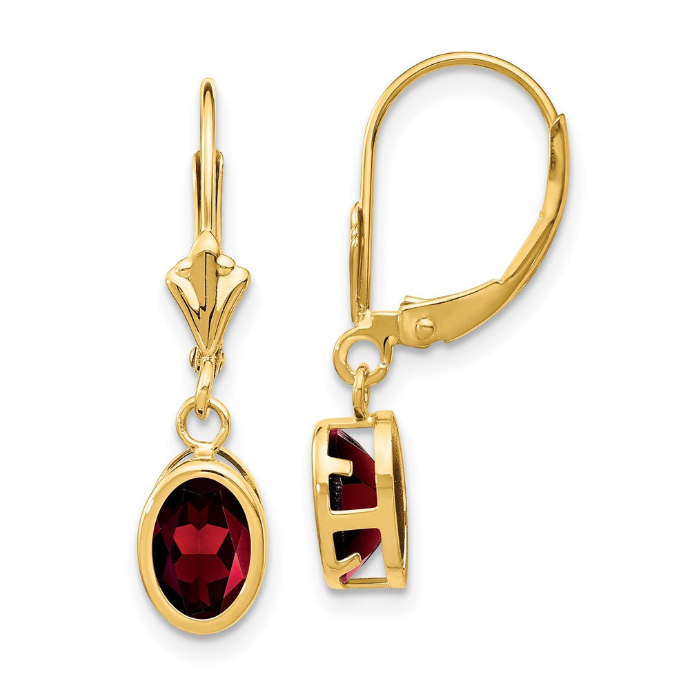 Oval Gemstone Bezel Leverback Earrings
