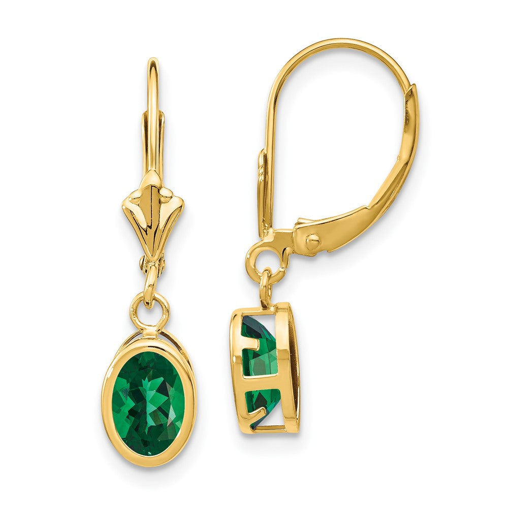 Oval Gemstone Bezel Leverback Earrings