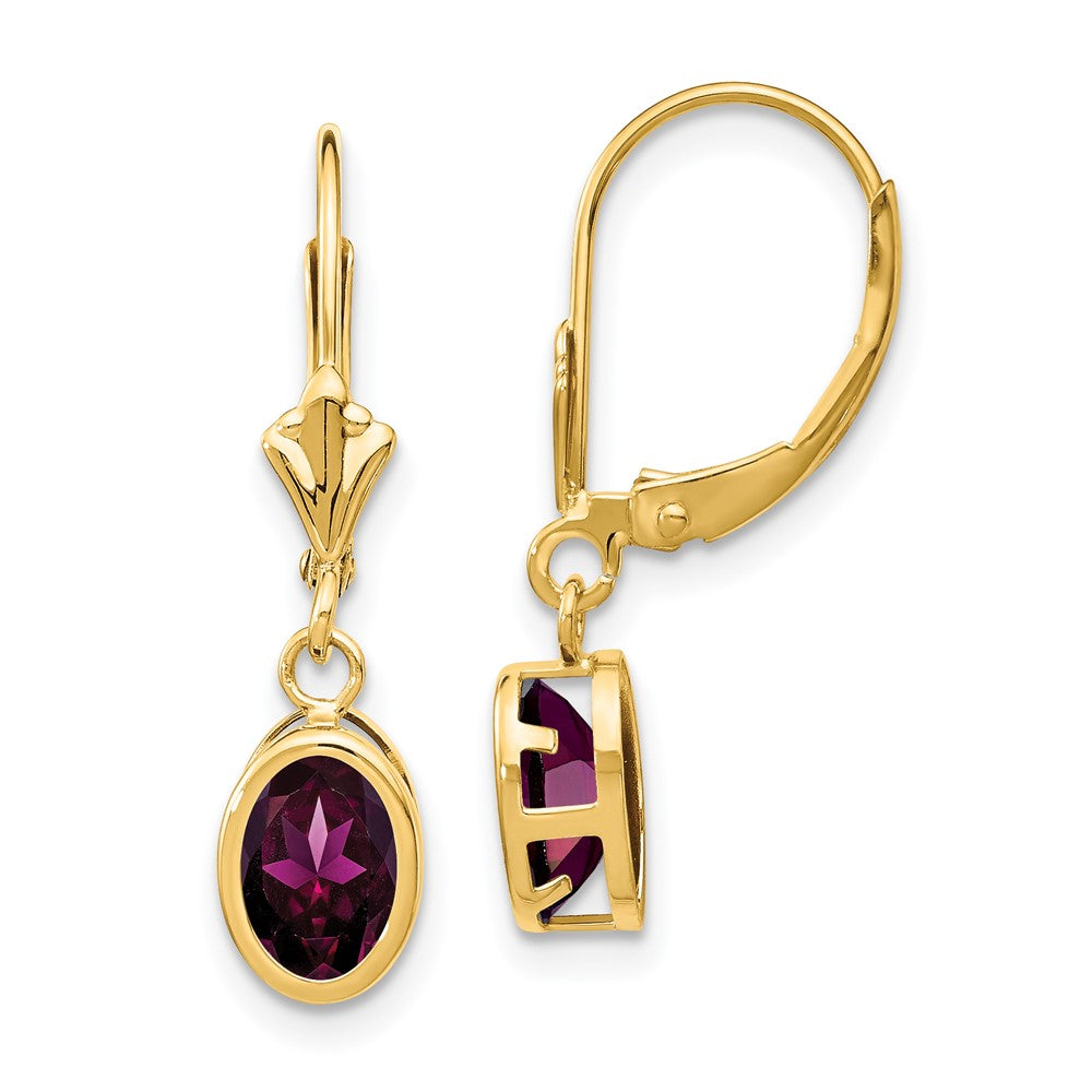 Oval Gemstone Bezel Leverback Earrings