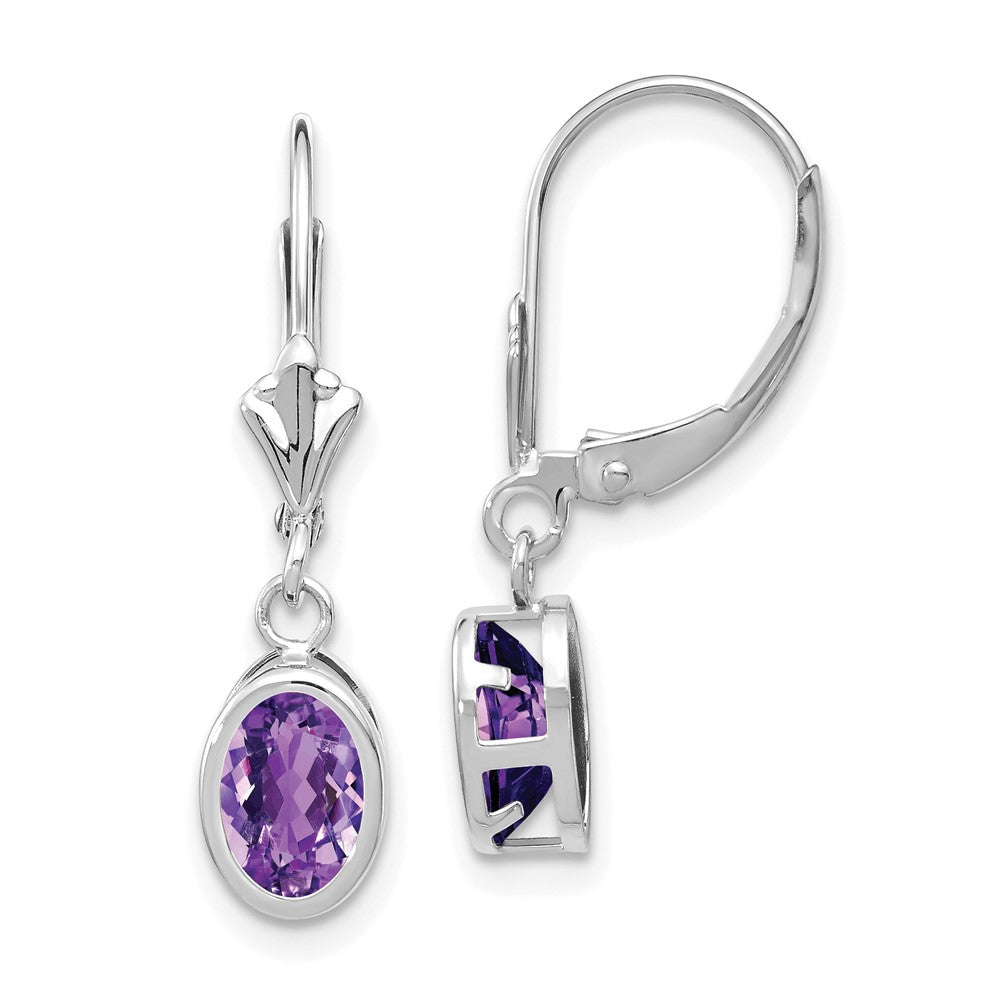 Oval Gemstone Bezel Leverback Earrings