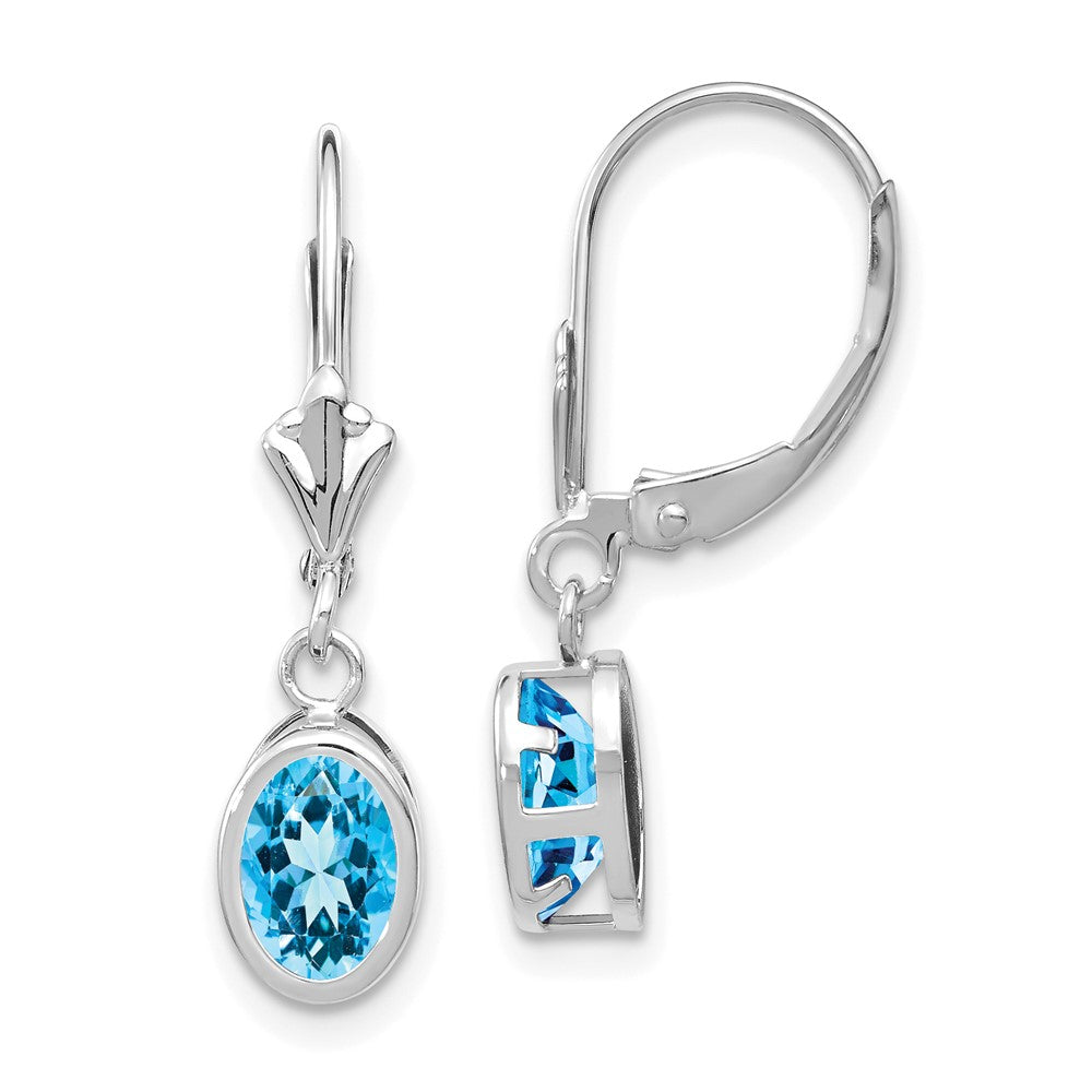 Oval Gemstone Bezel Leverback Earrings
