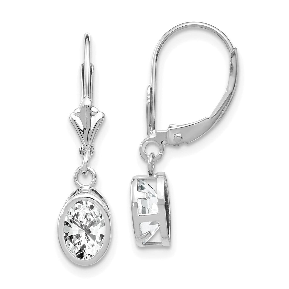 Oval Gemstone Bezel Leverback Earrings
