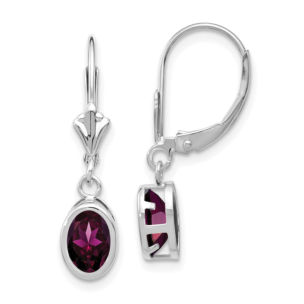 Oval Gemstone Bezel Leverback Earrings