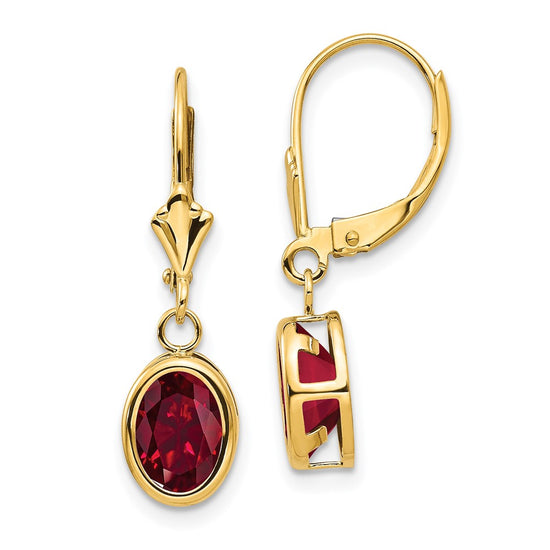 Oval Gemstone Bezel Leverback Earrings