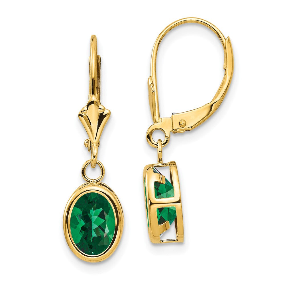 Oval Gemstone Bezel Leverback Earrings
