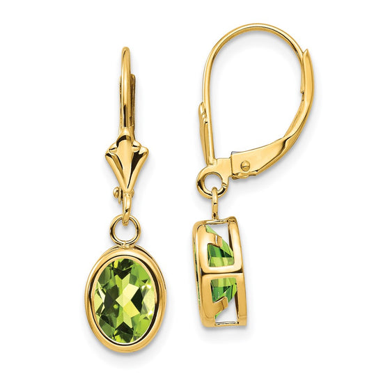 Oval Gemstone Bezel Leverback Earrings