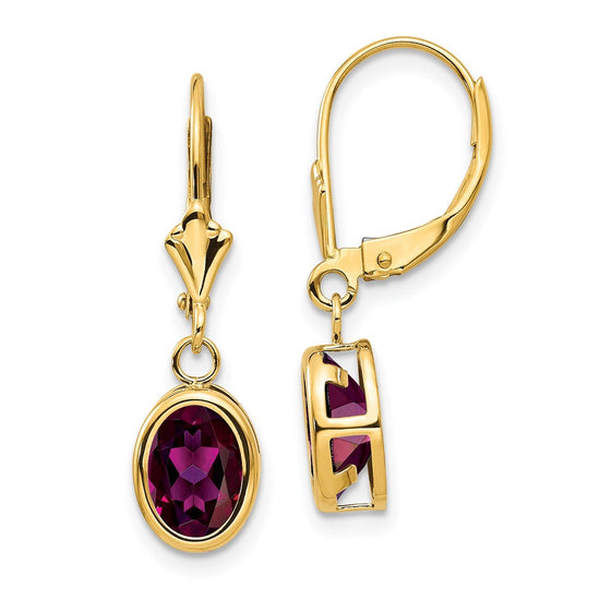 Oval Gemstone Bezel Leverback Earrings