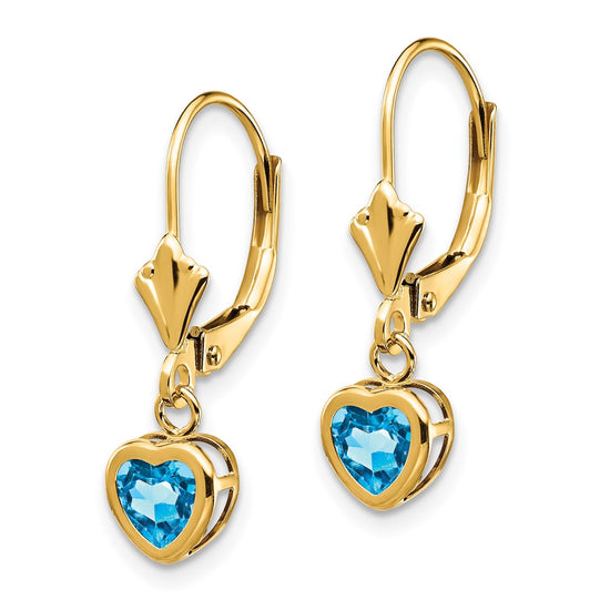Heart Gemstone Bezel Leverback Earrings