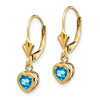 Heart Gemstone Bezel Leverback Earrings