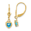 Heart Gemstone Bezel Leverback Earrings