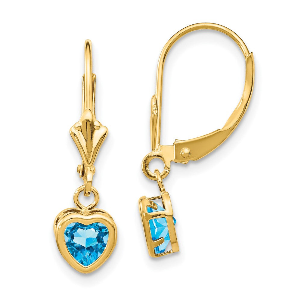 Heart Gemstone Bezel Leverback Earrings