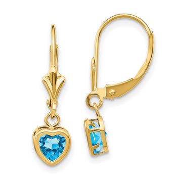 Heart Gemstone Bezel Leverback Earrings