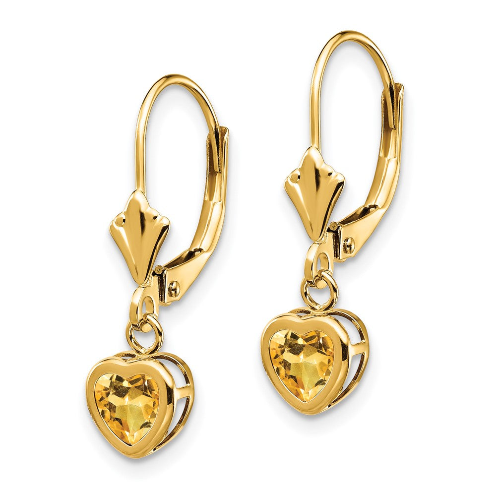 Heart Gemstone Bezel Leverback Earrings