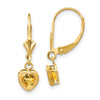 Heart Gemstone Bezel Leverback Earrings