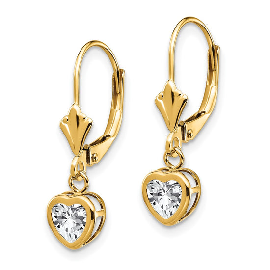 Heart Gemstone Bezel Leverback Earrings