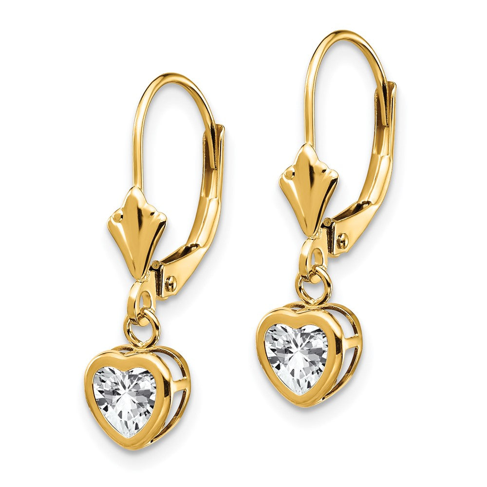 Heart Gemstone Bezel Leverback Earrings