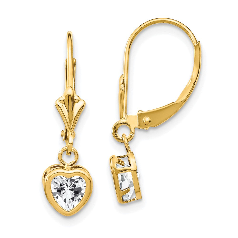 Heart Gemstone Bezel Leverback Earrings