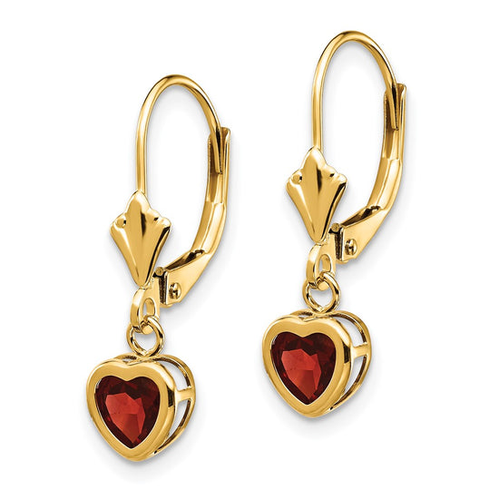 Heart Gemstone Bezel Leverback Earrings