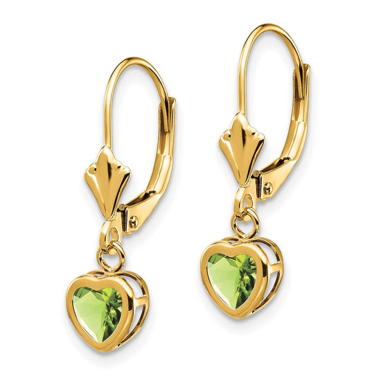 Heart Gemstone Bezel Leverback Earrings