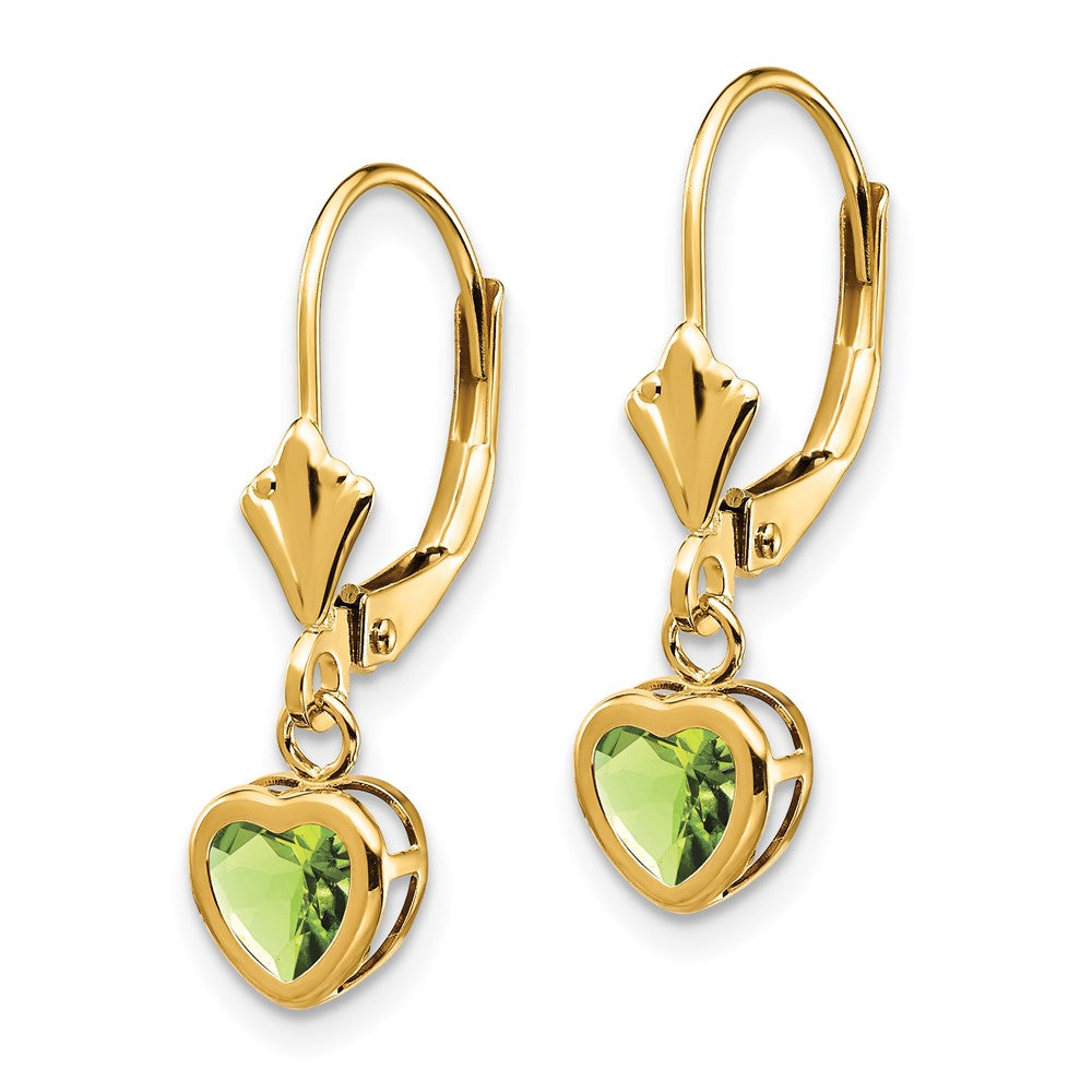 Heart Gemstone Bezel Leverback Earrings