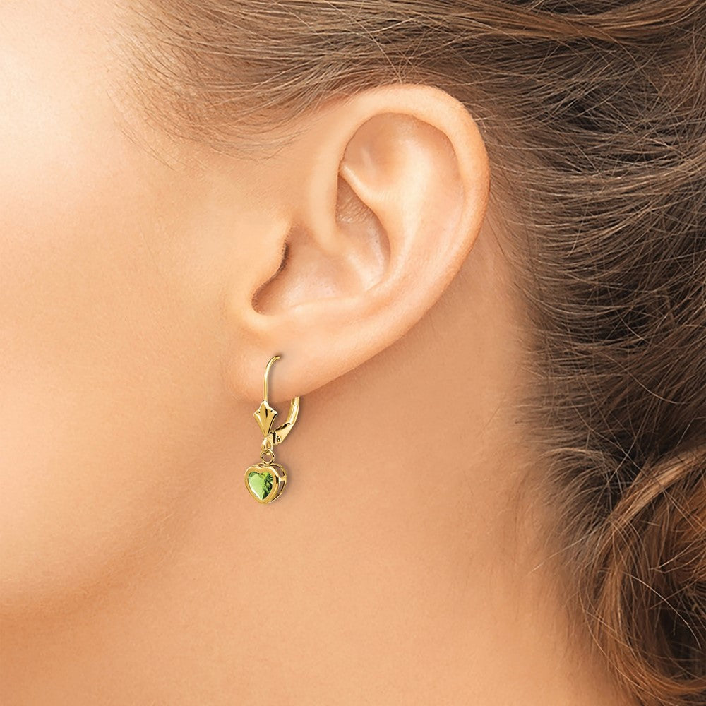 Heart Gemstone Bezel Leverback Earrings