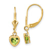 Heart Gemstone Bezel Leverback Earrings