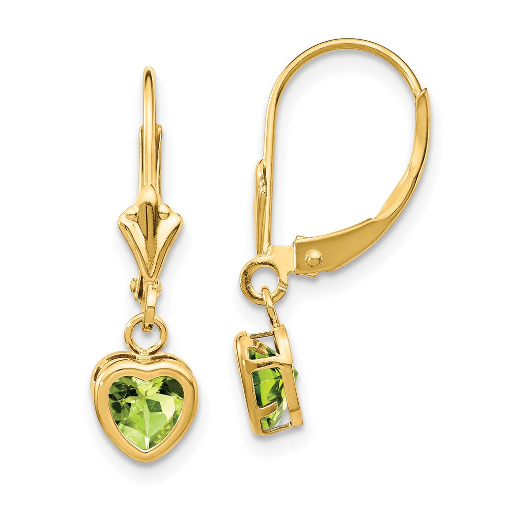 Heart Gemstone Bezel Leverback Earrings