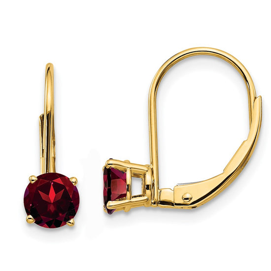 Round Gemstone Leverback Earrings