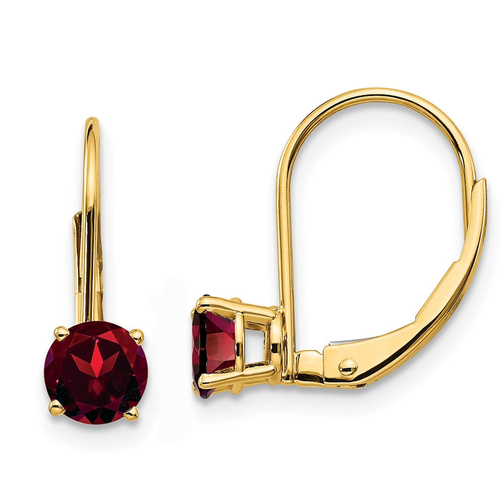 Round Gemstone Leverback Earrings