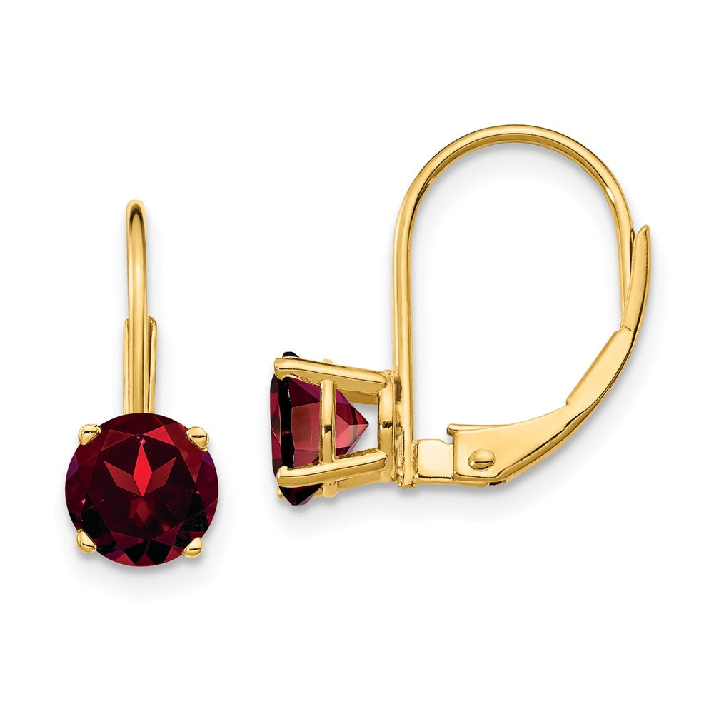 Round Gemstone Leverback Earrings