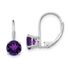 Round Gemstone Leverback Earrings