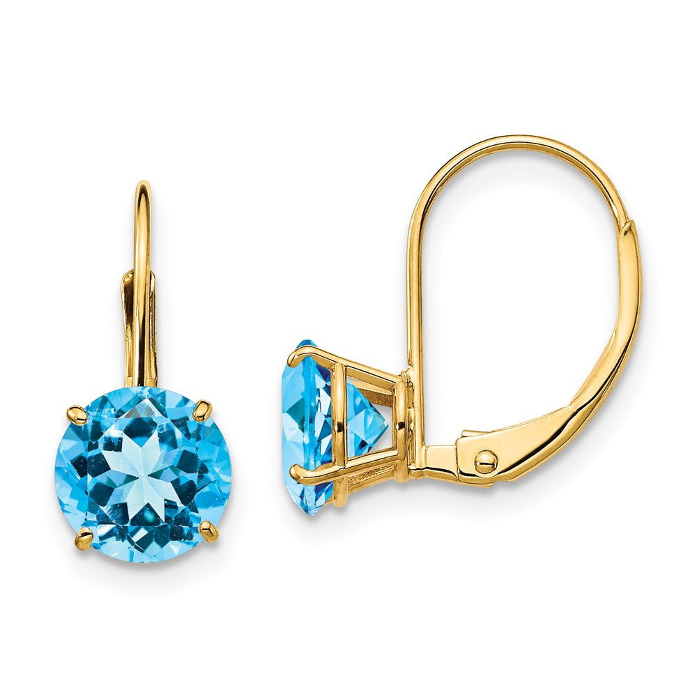 Round Gemstone Leverback Earrings