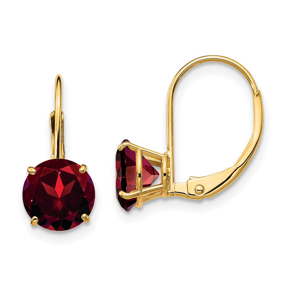 Round Gemstone Leverback Earrings