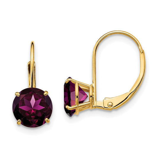 Round Gemstone Leverback Earrings