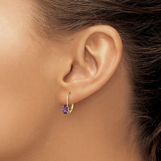 Oval Gemstone Leverback Earrings