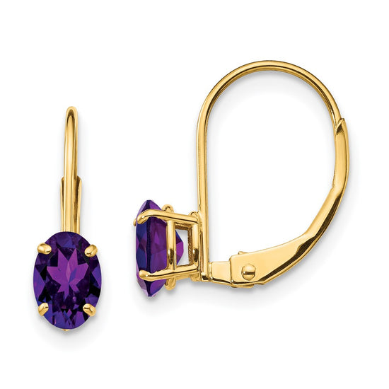Oval Gemstone Leverback Earrings