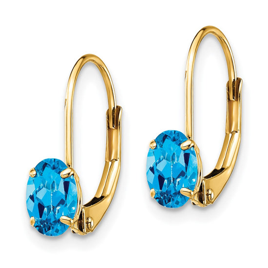 Oval Gemstone Leverback Earrings