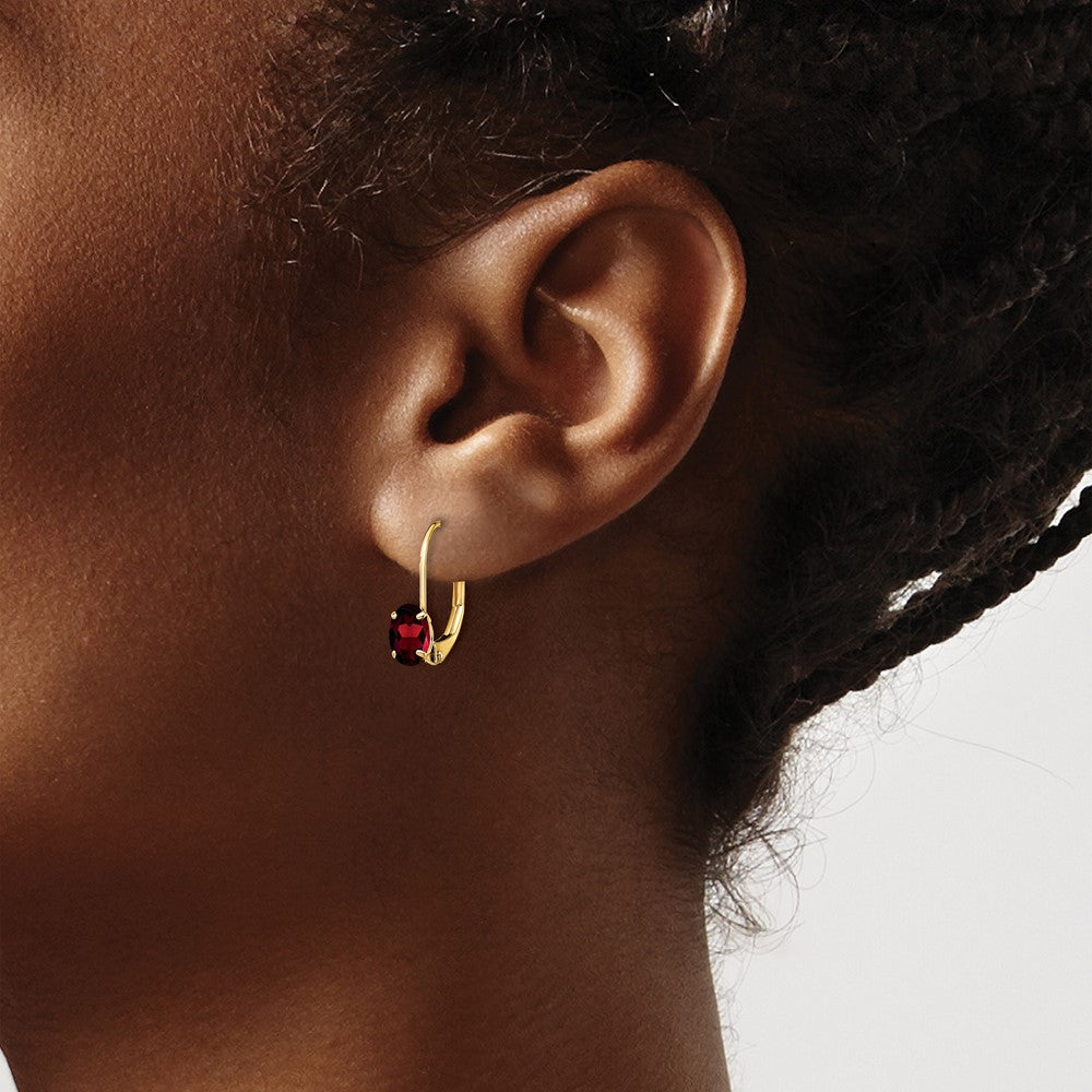 Oval Gemstone Leverback Earrings