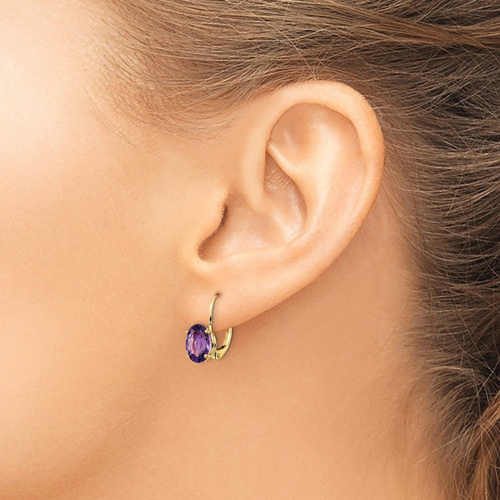 Oval Gemstone Leverback Earrings