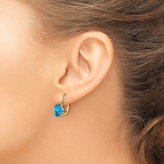 Oval Gemstone Leverback Earrings