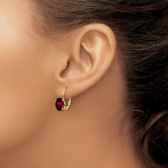Oval Gemstone Leverback Earrings